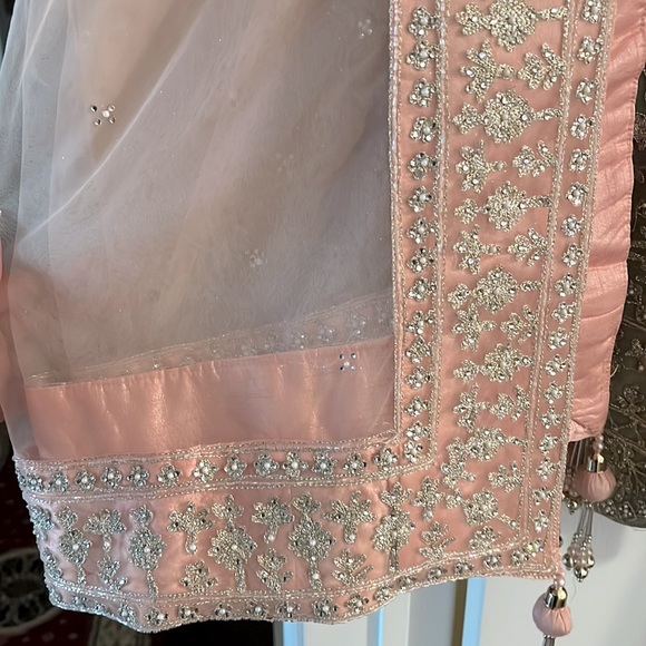 Sage embellished full set with complimentary embroidered pink scarf - Picture 4 of 6